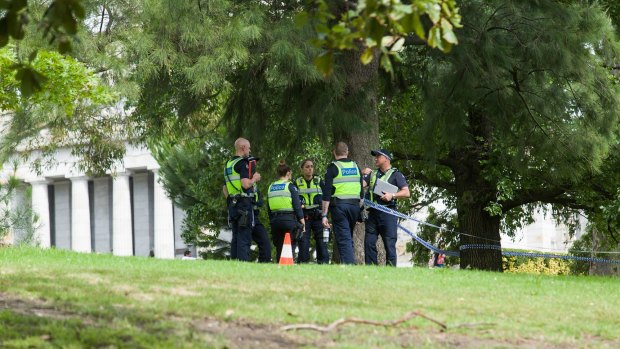 A body found in Kings Domain near the Shrine of Remembrance on January 14, 2017 in Melbourne, Australia. 