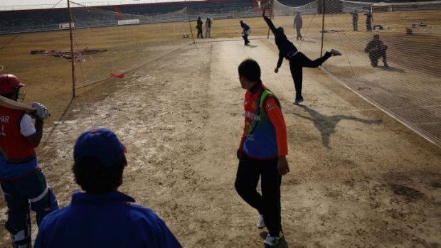 Afghan cricketers training in Jalalabad in eastern Afghanistan.