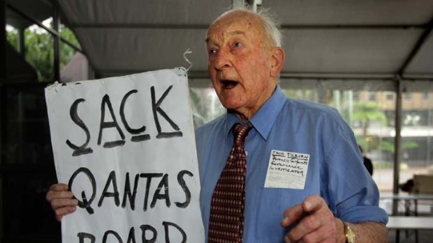 Qantas shareholder ... Jack Tilburn at the Qantas annual general meeting on Friday.