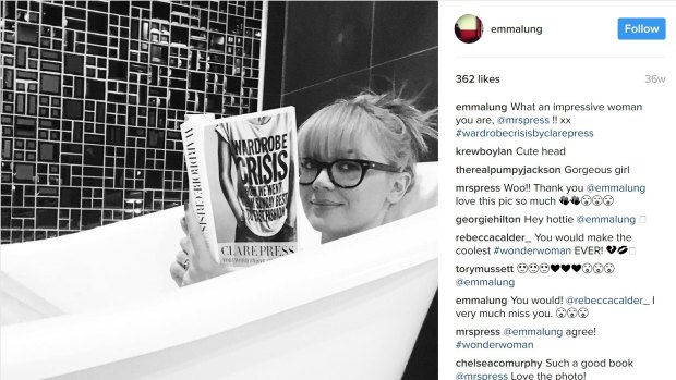 Emma Lung soaking in her Redfern bath pre robbery, from her Instagram.