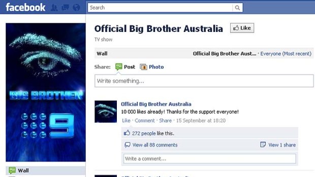 The Facebook page for Big Brother Australia.