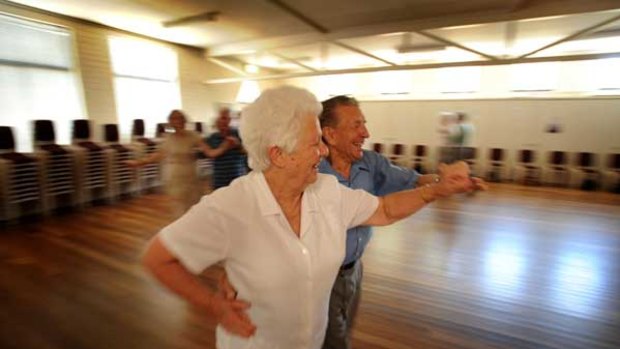 Brian Venables, 78 and his wife Joy, 76 enjoy a bit of old time dancing.
