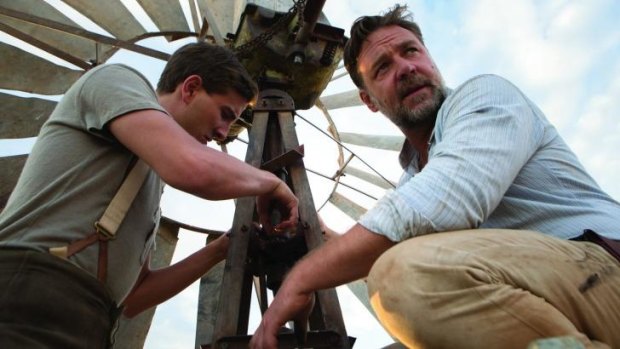 Russell Crowe and Art (Ryan Corr) in a movie that started out well.