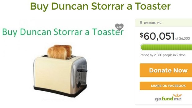 The gofundme page for Duncan Storrar has closed, having raised far more than the organisers anticipated.