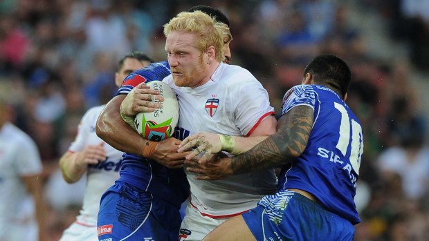 Happy with Benny: James Graham playing for England.