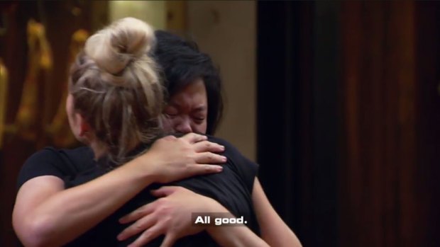 Final farewell: Eliza embraces Sarah.