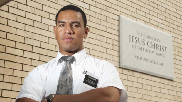 Devout ... William Hopoate poses for a portrait outside a Mormon Church in Beenleigh.