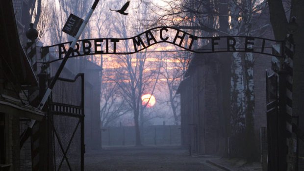 The main gate to the Auschwitz death camp.