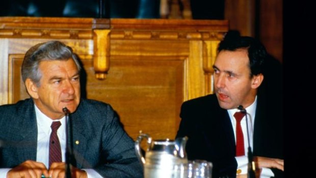 Then prime minister Bob Hawke with his treasurer Paul Keating at premiers' conference in 1986.