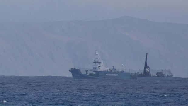 Unwelcome visitor &#8230; the Yushin Maru No.3 stayed just off the coast of Macquarie Island yesterday.