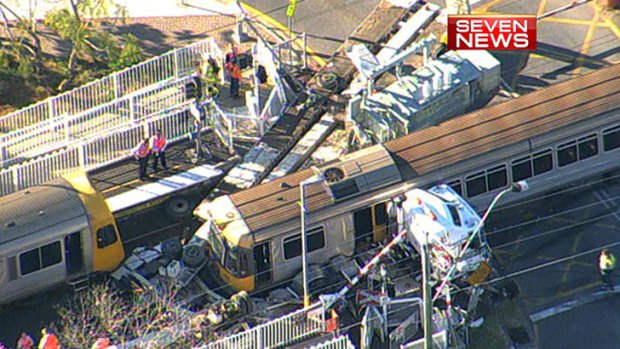 The scene of the crash in a still from Seven News Brisbane.
