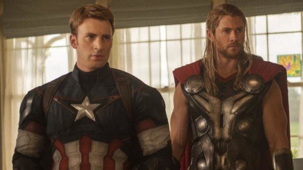 Marvel's <i>Avengers: Age Of Ultron</i>: Captain America/Steve Rogers (Chris Evans) and Thor (Chris Hemsworth).