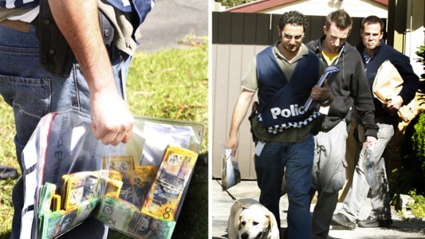 Police recover cash while raiding a house at Wantirna.