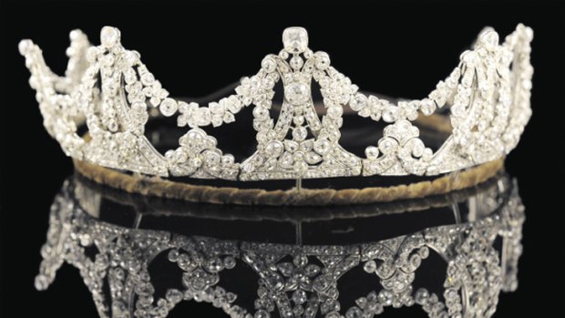 Madonna's Edwardian wedding tiara is on display as part of Sotheby's <i>Age of Elegance</i> exhibition.