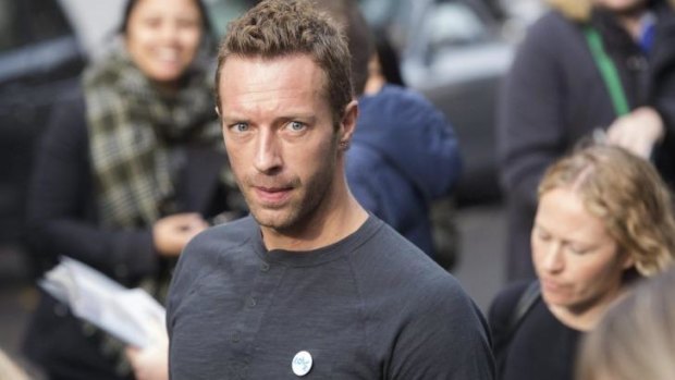 Coldplay lead singer Chris Martin arrives for the recording of the Band Aid 30 charity single.