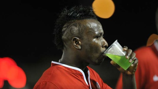 Canberra FC's Alex Oloriegbe was inconsolable after the club's grand final defeat. a week ago.