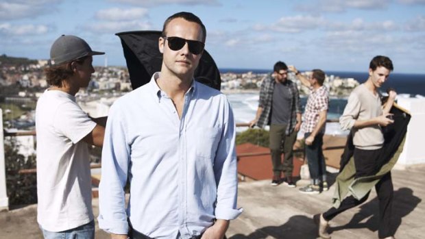 Home crowd &#8230; Mr Porter style director Dan May at a shoot in Sydney, reflecting the site's aims to talk to readers on a local level. <em>Photo: Derek Henderson</em>