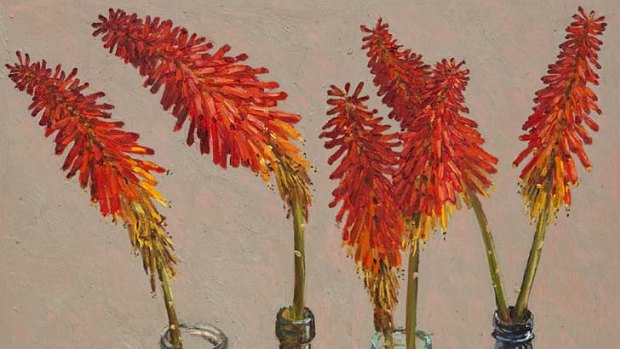 Violet femme ... <em>Red Hot Poker</em> from Lucy Culliton's new show <em>Bibbenluke Flowers</em>.