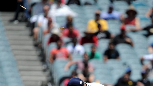 Skittled ... Rahul Dravid is bowled by James Pattinson.