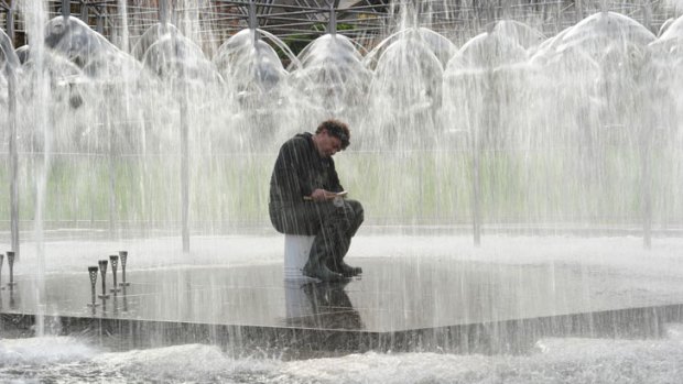 Maintenance and cleaning is carried out on the Coles Fountain in Spring Street. This year, lord mayor Robert Doyle is spending $900,000 resurrecting Melbourne’s fountains.
