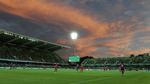 Scorcher: Perth's nib stadium hosted the A-League clash in near 40 degree temperatures.