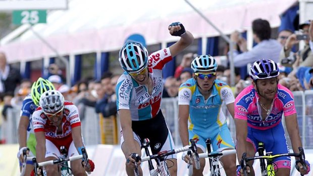 Bart De Clercq of Belgium wins the seventh stage of Giro d'Italia.