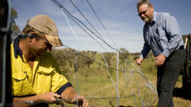 Original state... Hugh Scammell and Alan McGufficke fence conservation land at Cliefden, a property near Cowra.
