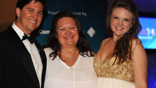 In happier times… Rinehart with estranged son John Hancock and youngest daughter Ginia Rinehart, who has stood by her mother, at the Telstra Business Women's Awards 2009.