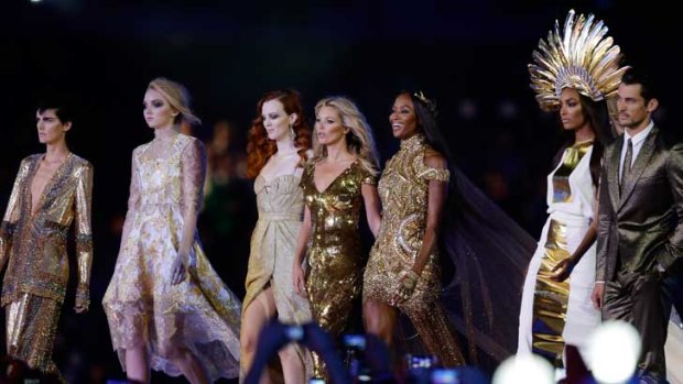 A very sporting catwalk: British supermodels take to the stage at London's Closing Ceremony