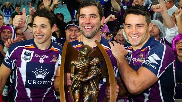 On top: Billy Slater, Cameron Smith and Cooper Cronk.