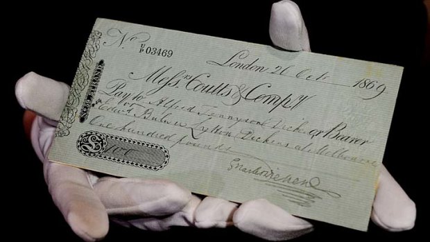 Cashed up ... a cheque sent to his sons in Australia just before his death.