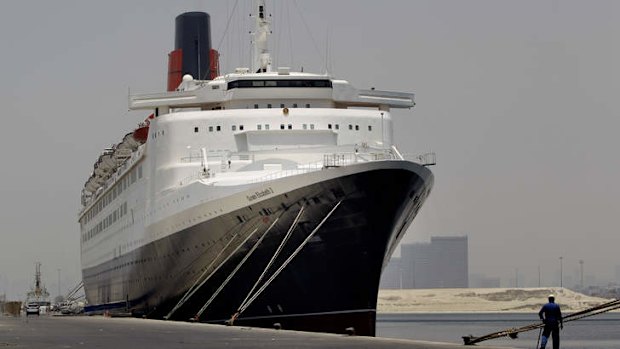 The Queen Elizabeth 2 at dock in Dubai.