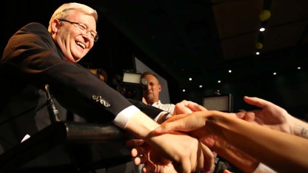 Former prime minister Kevin Rudd following his concession speech.
