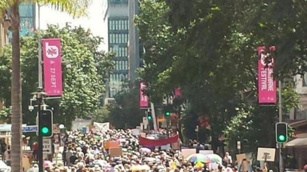 The crowd at the People's Climate March in Brisbane.