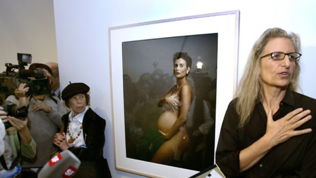 Annie Leibovitz in 2006 with her Demi Moore image.