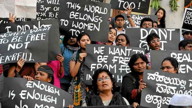 Women in the Indian city of Bangalore condemn the gang rape of Jyoti Singh Pandey just over a year ago.