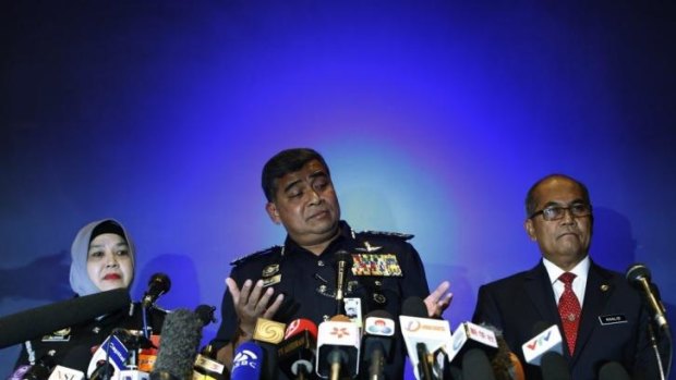 Malaysia's police chief, Inspector General Khalid Abu Bakar, addresses a news conference.