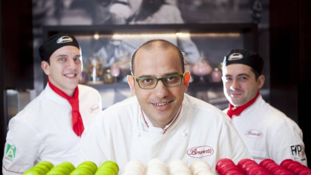 Brunetti executive savoury chef Giuseppe Santoro (centre), Francesco Inga (left) and Valerio Mollica, who were among 20 specialist staff hired for the new venue.