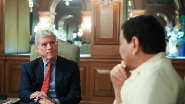 Australia's top overseas spy chief meeting President Rodrigo Duterte in the presidential palace in Manila. 