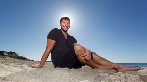 Superfish out of water ... former Olympic champion Ian Thorpe on Cronulla Beach.
