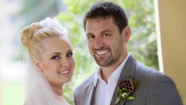 Victim: Bianka O'Brien, pictured at her wedding to John O'Brien, was killed in the Darling Street explosion.