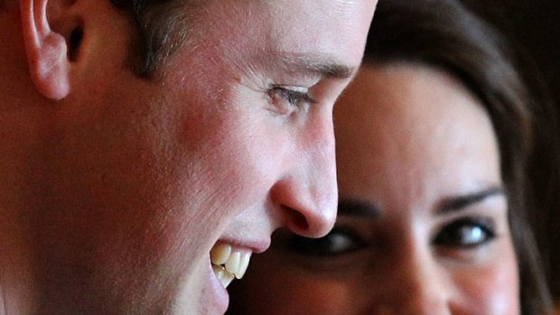 Hundred-watt smiles ... Prince William and Kate Middleton will marry on April 29.