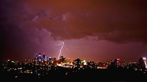 Lightning in Sydney ... reader Edward Johnstone took this photo in Neutral Bay.