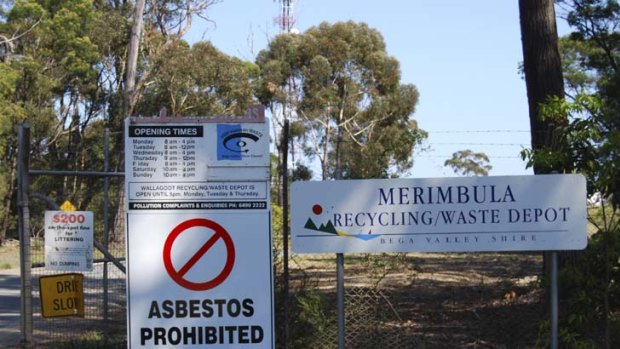 Bega Valley Shire Council takes the inappropriate dumping of asbestos seriously as this sign posted at the entrance of the Merimbula Recycling and Waste Depot clearly indicates
