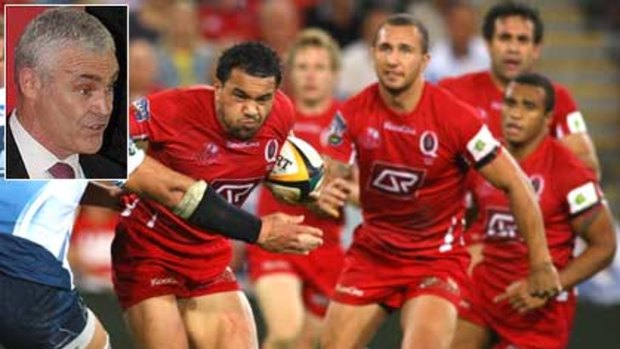 Queensland Reds on the charge. INSET: QRU chief executive Jim Carmichael.