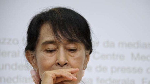"In some ways I don’t think they really did anything to me. I do not think I have anything to forgive them for" ... Aung San Suu Kyi  pauses during her address.