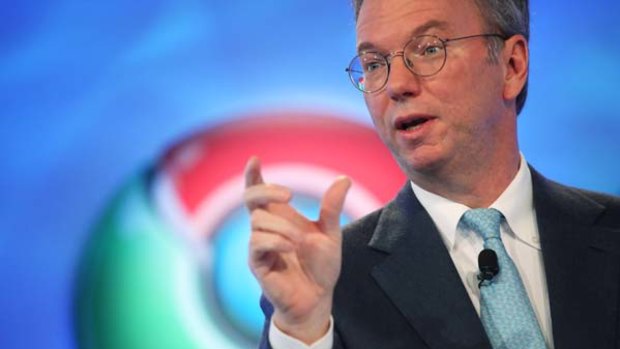 Google CEO Eric Schmidt speaks during the company's Chrome event in San Francisco.