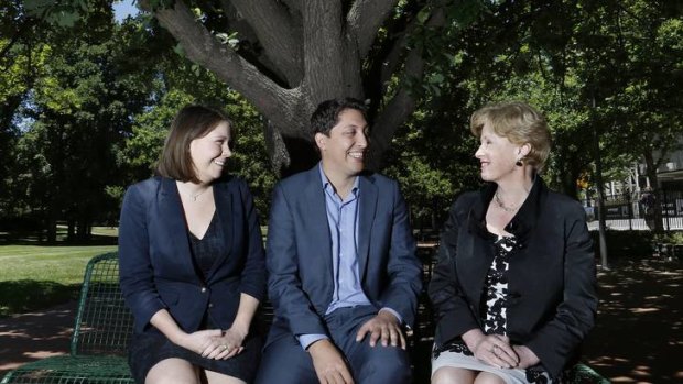 Anna Rose with her husband Simon Sheikh, and Federal Greens leader Christine Milne.