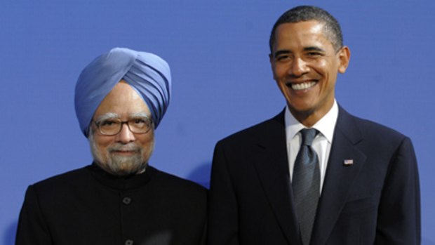 Welcome... Mr Obama and Dr Singh at the G20 meeting in September.