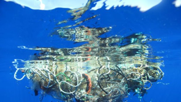 Cruel trap ... many sea creatures could become fatally entangled in this 90-kilo cluster of fishing net, plastic and other debris.